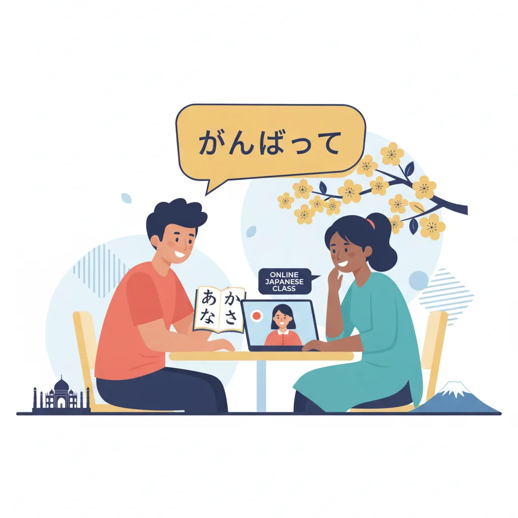 Rahul and Priya learning Japanese together